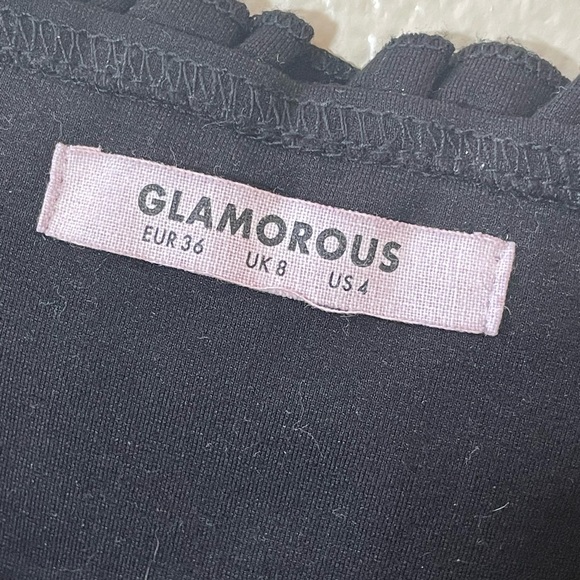 Glamorous/Revolve Solid Black Crop Tank Top w/ Ruffle Detail/ US 4 - Picture 2 of 11